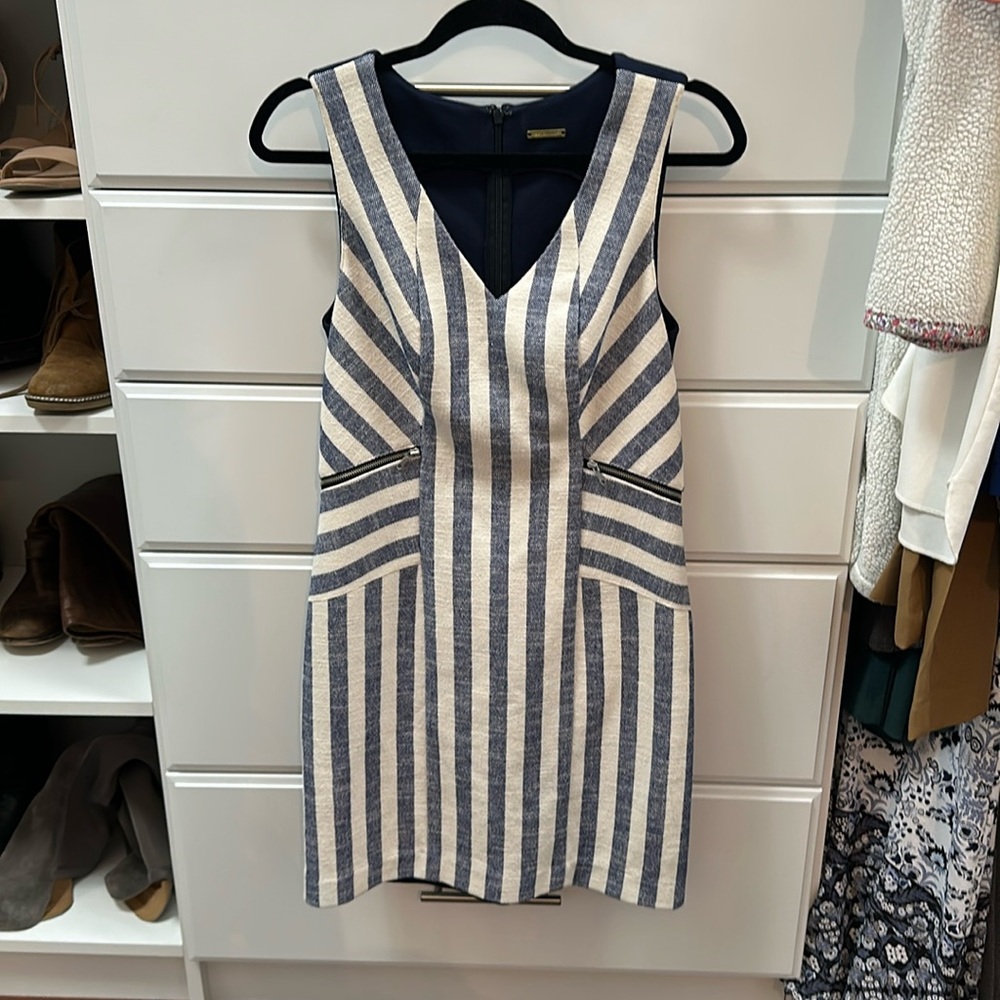 Rebecca Minkoff navy white stripe zip dress